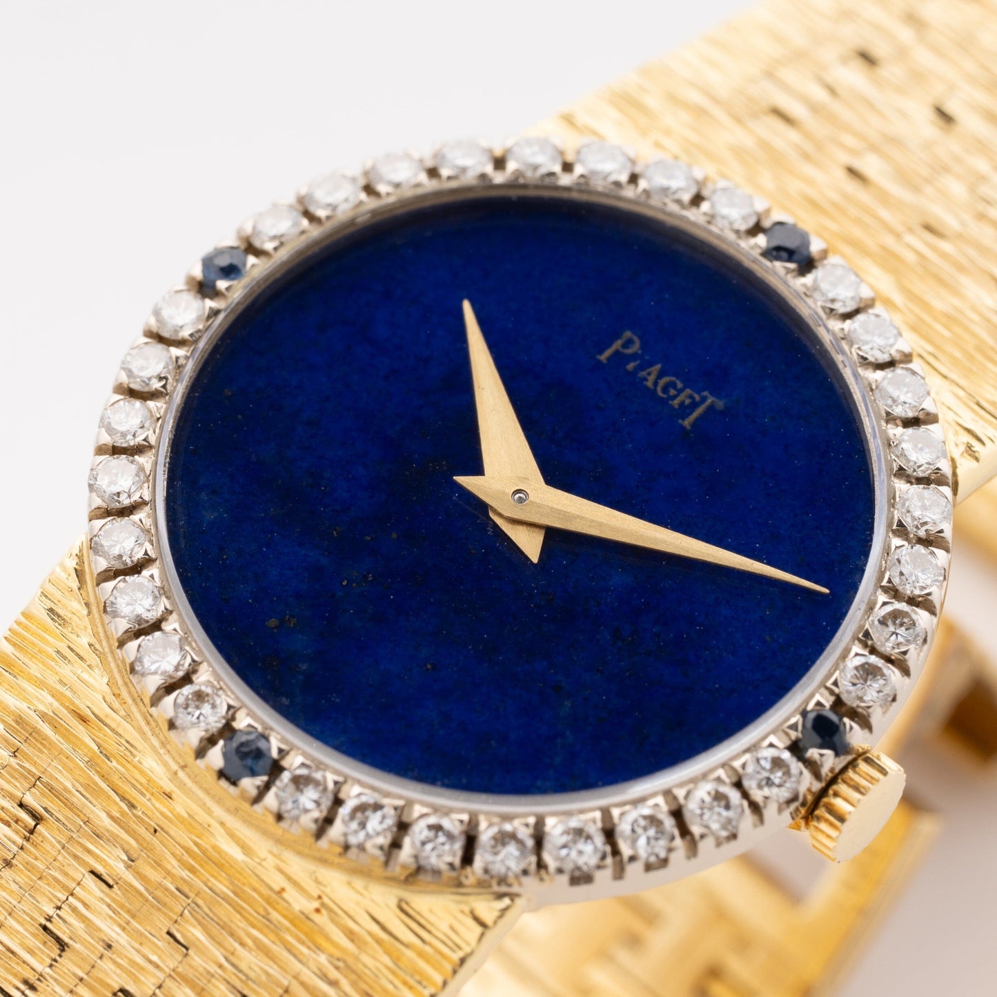 Piaget 9706 A6 Diamond Lapis Dial 18K Yellow Gold Ladies Watch - Watches