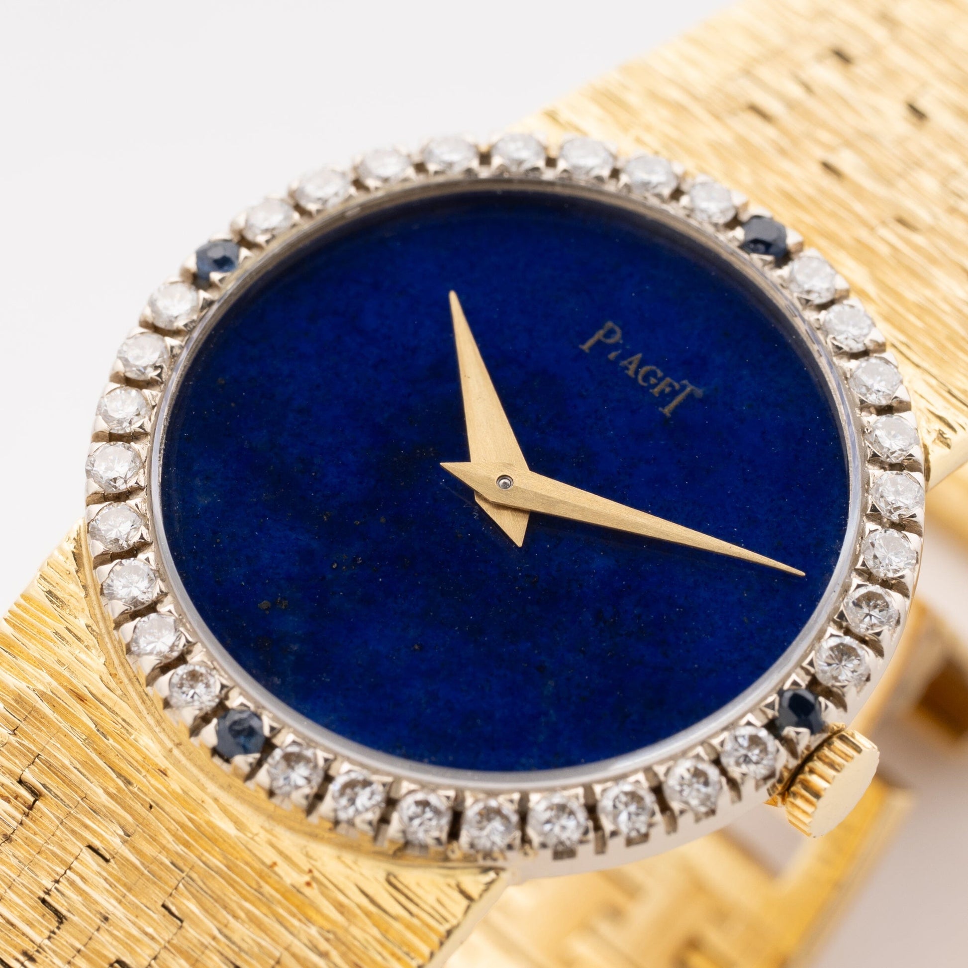 Piaget 9706 A6 Diamond Lapis Dial 18K Yellow Gold Ladies Watch - Watches