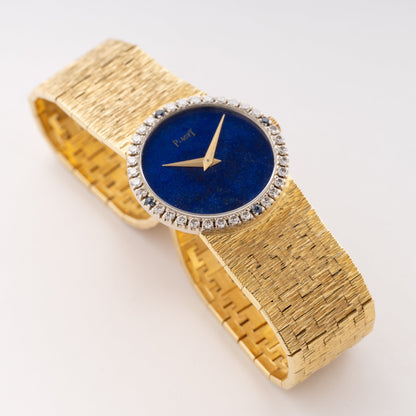 Piaget 9706 A6 Diamond Lapis Dial 18K Yellow Gold Ladies Watch - Watches