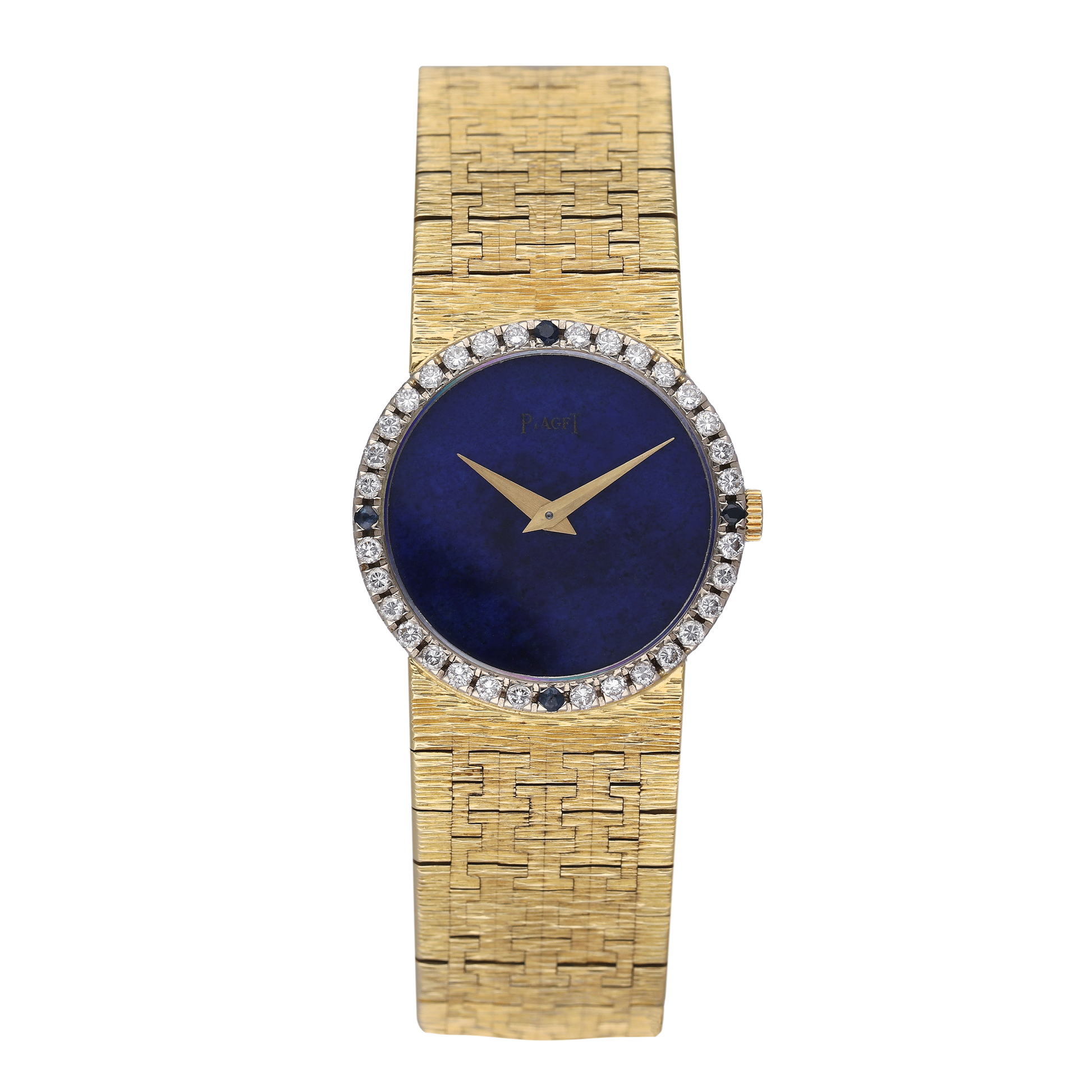 Piaget 9706 A6 Diamond Lapis Dial 18K Yellow Gold Ladies Watch - Watches