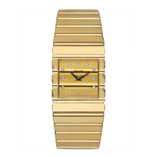 Piaget Polo Square 7131 C701 Diamond 18K Yellow Gold Mens Watch - Watches