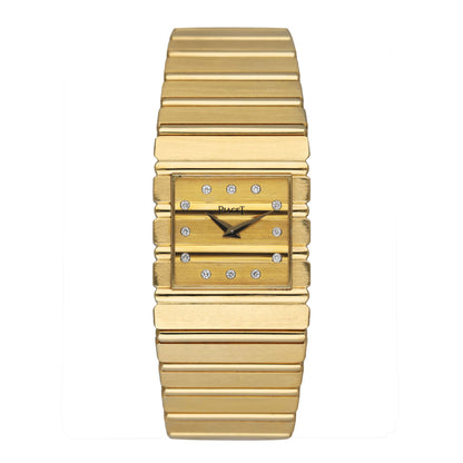 Piaget Polo Square 7131 C701 Diamond 18K Yellow Gold Mens Watch - Watches