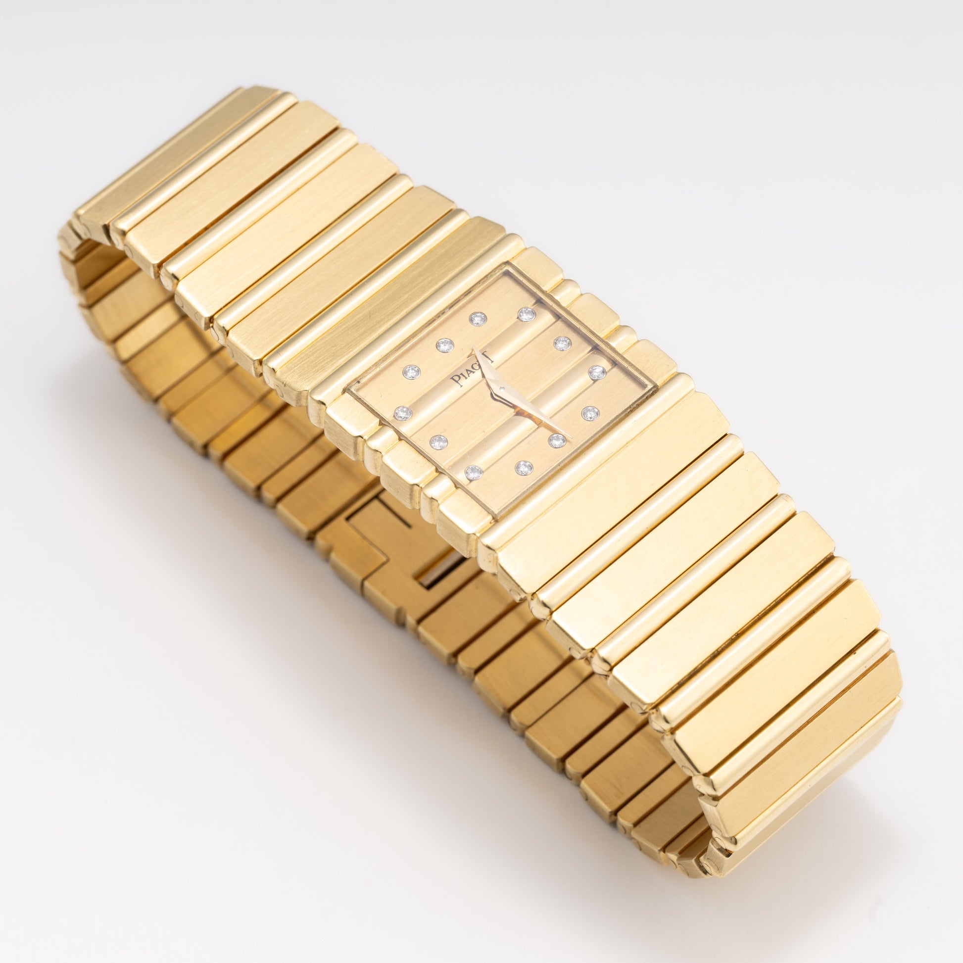 Piaget Polo Square 7131 C701 Diamond 18K Yellow Gold Mens Watch - Watches