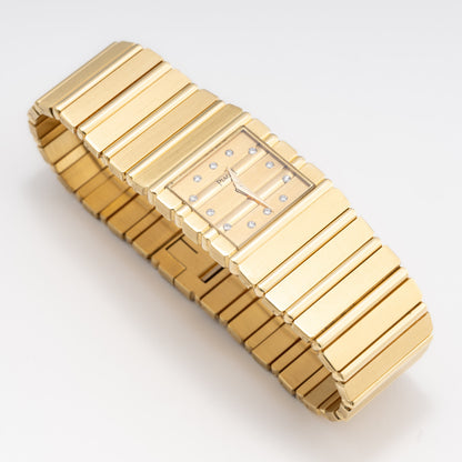 Piaget Polo Square 7131 C701 Diamond 18K Yellow Gold Mens Watch - Watches