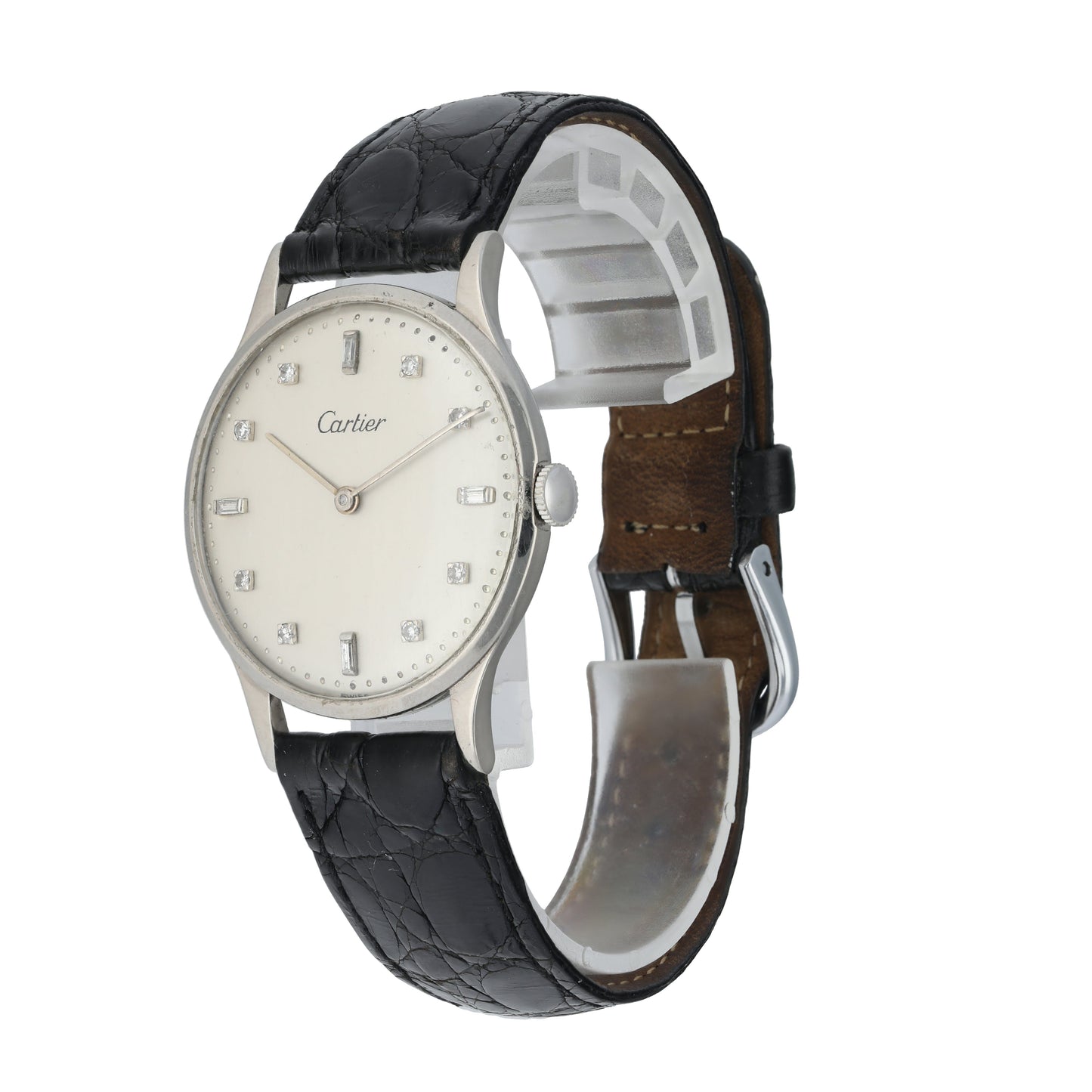 Rare Vintage Cartier Diamond Dial Mens Watch - Virtual