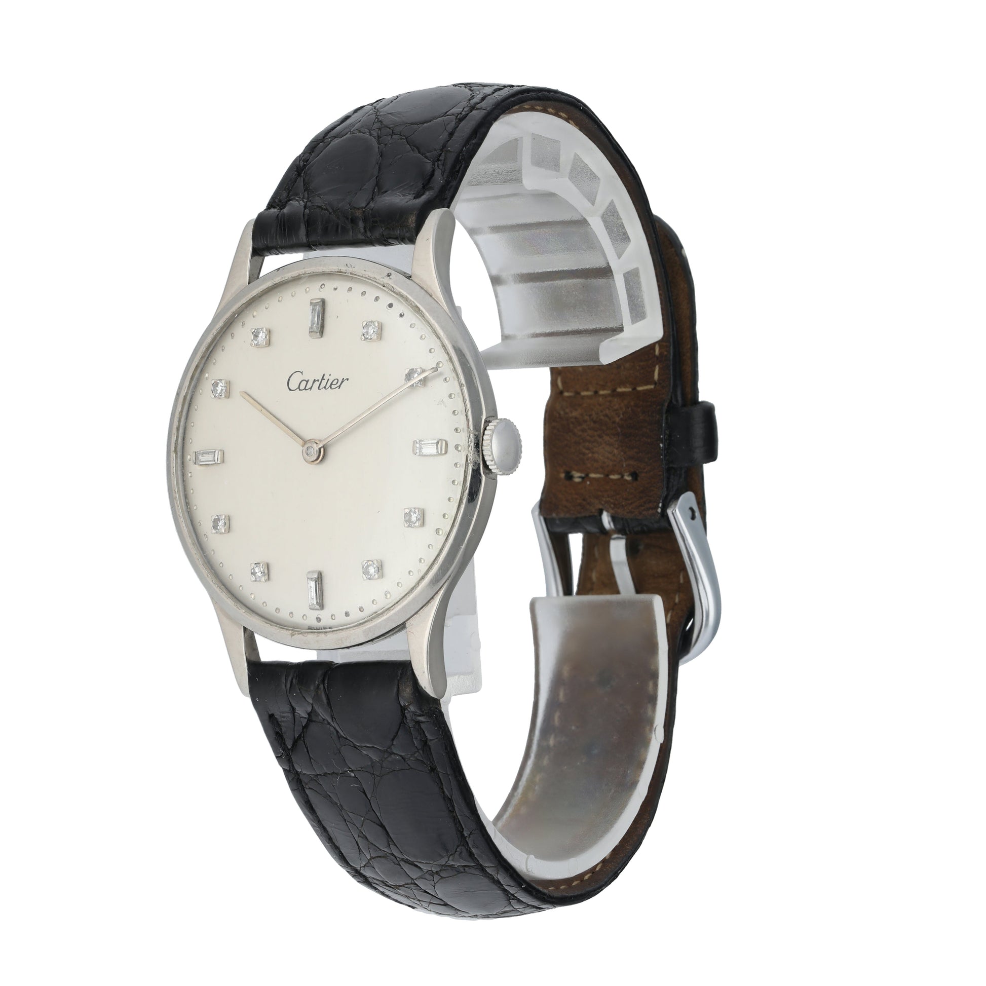 Rare Vintage Cartier Diamond Dial Mens Watch - Virtual