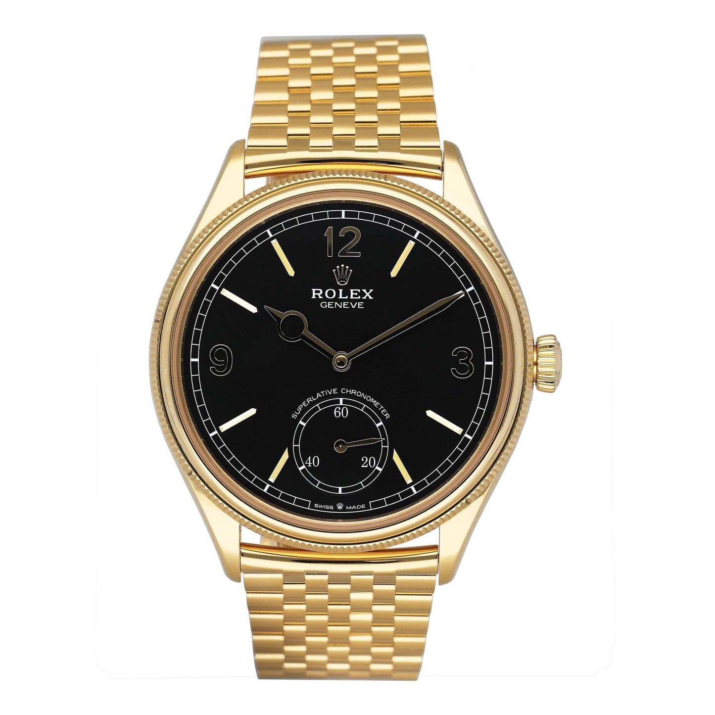 Rolex 1908 52508 Black Dial 18K Yellow Gold Mens Watch Box Papers - Watches