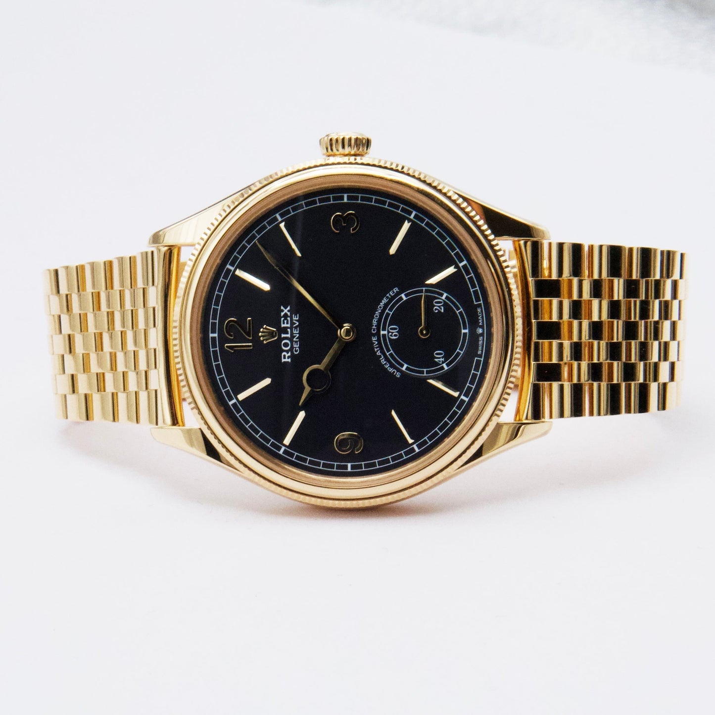 Rolex 1908 52508 Black Dial 18K Yellow Gold Mens Watch Box Papers - Watches