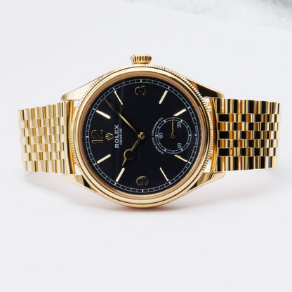 Rolex 1908 52508 Black Dial 18K Yellow Gold Mens Watch Box Papers - Watches