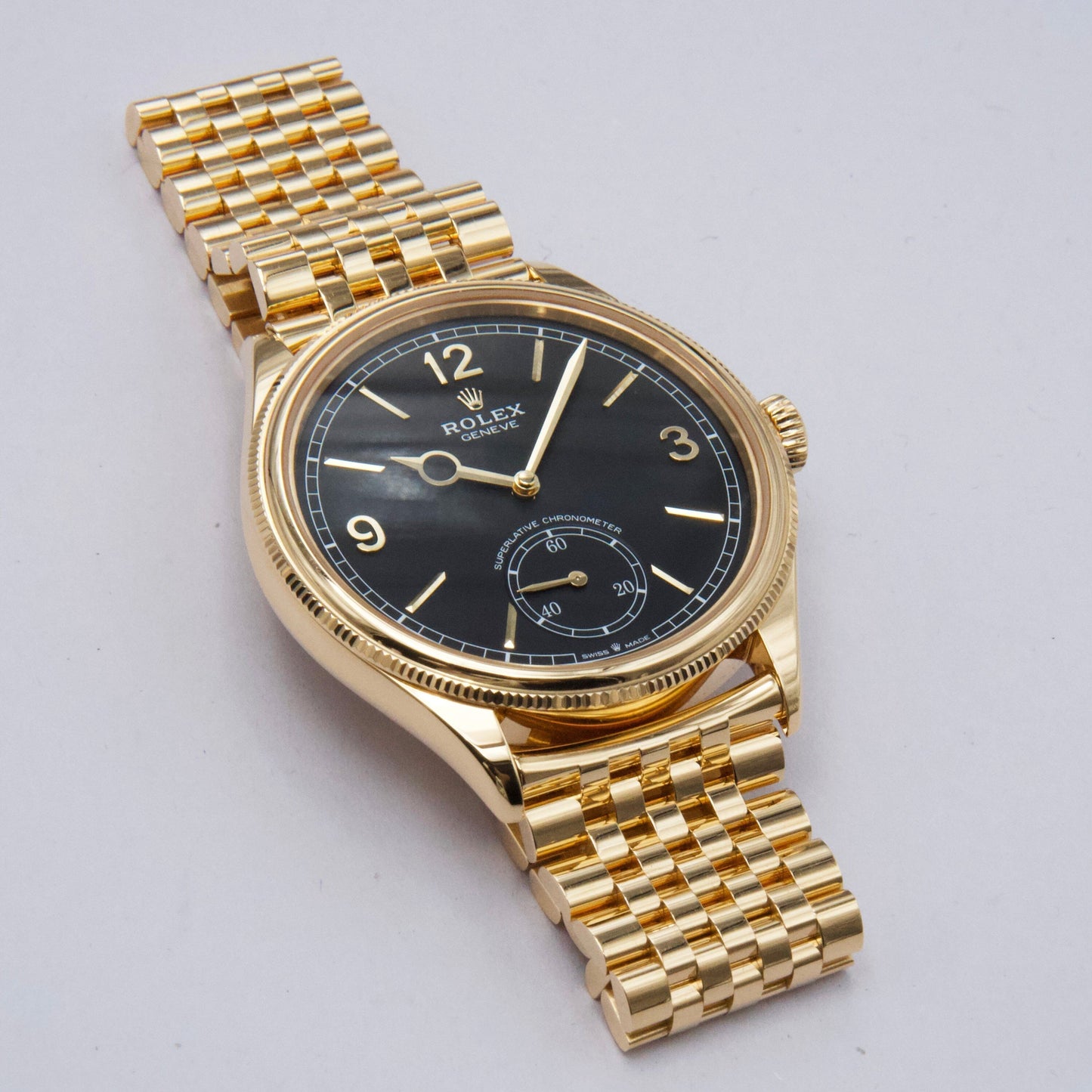 Rolex 1908 52508 Black Dial 18K Yellow Gold Mens Watch Box Papers - Watches