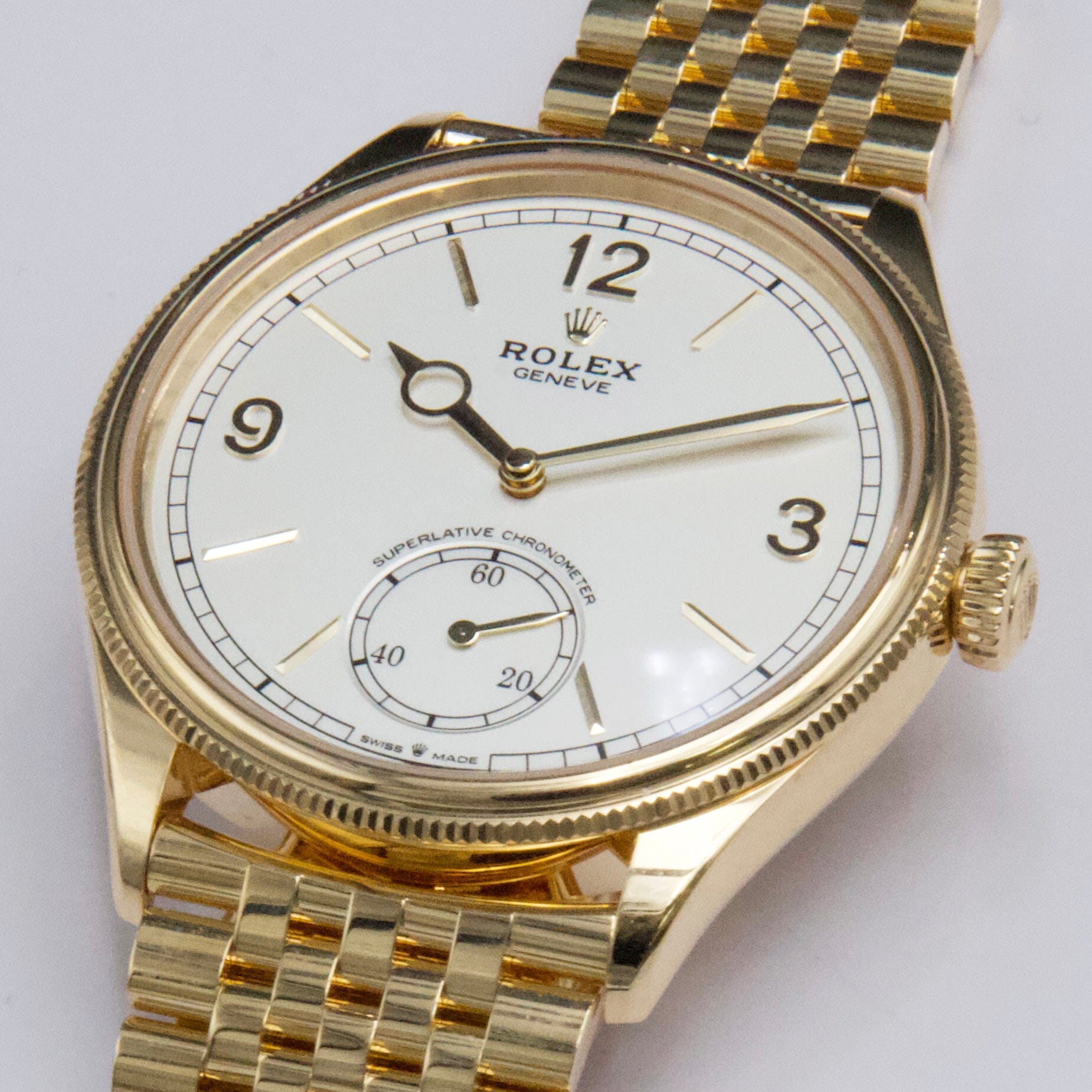 Rolex 1908 52508 White Dial 18K Yellow Gold Mens Watch Box Papers
