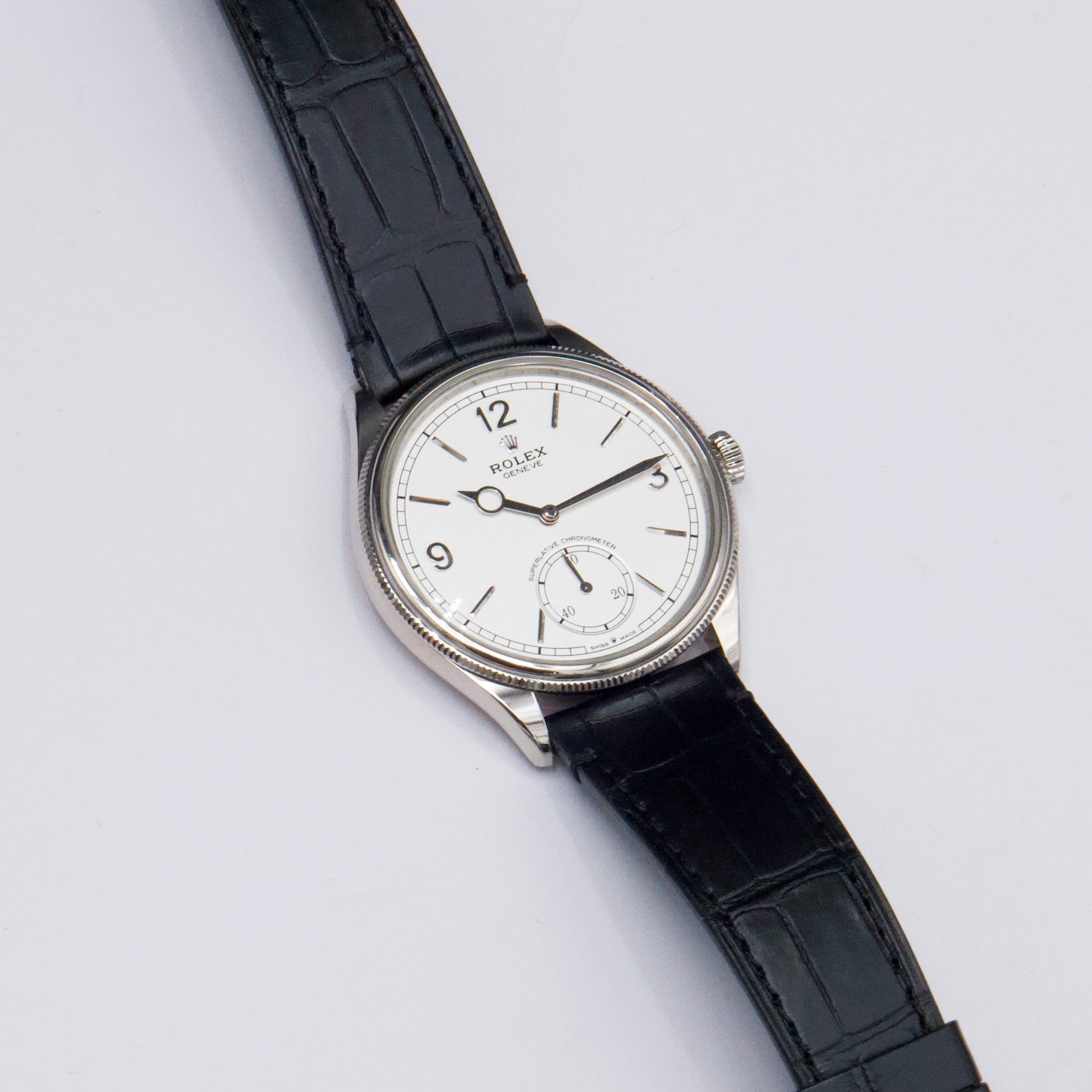 Rolex 1908 Intense White Dial 18k Gold Mens Watch Box Papers - Watches
