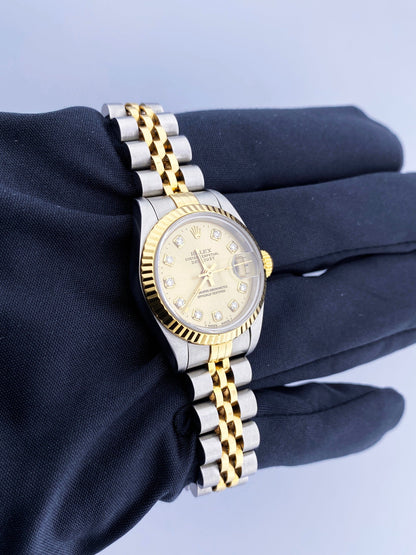 Rolex 69173 Datejust Diamond Dial Ladies Watch Box Papers - Watches