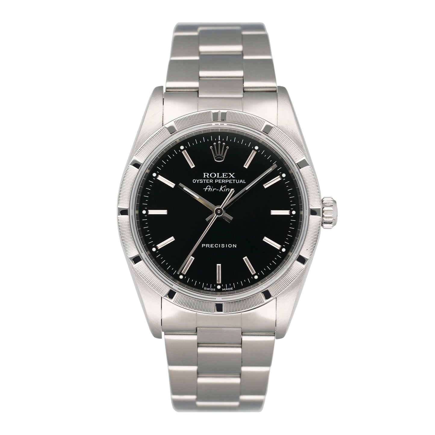 Rolex Air King Precision 14010 Black Dial Mens Watch Box Papers