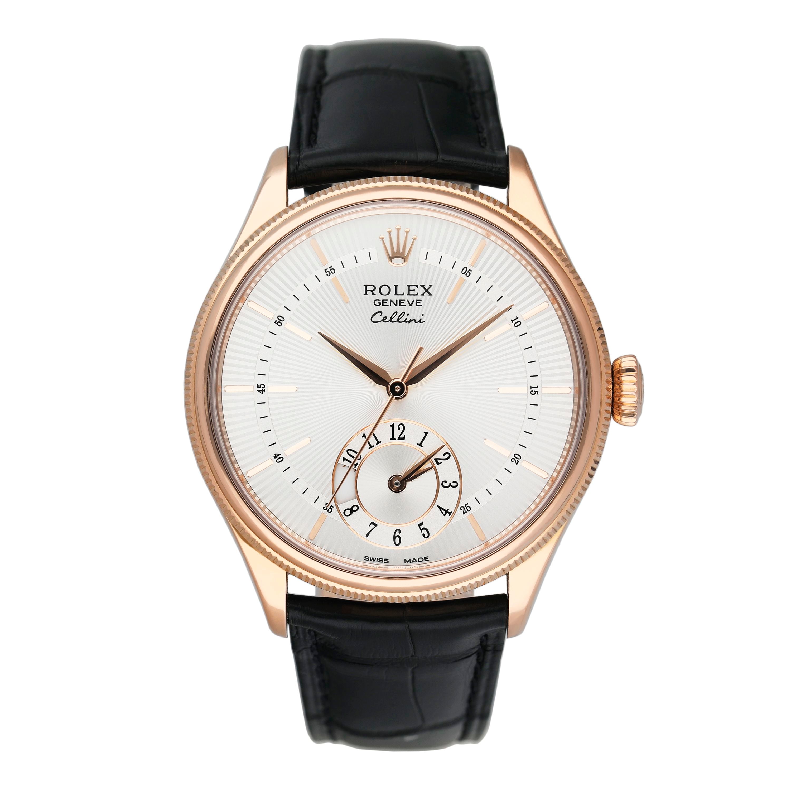 Rolex Cellini Dual Time 50525 Silver Dial 18K Rose Gold – Phigora