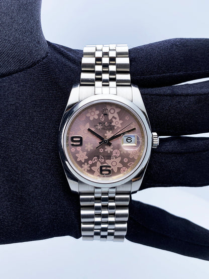 Rolex Datejust 116200 Pink Floral Dial Ladies Watch Box Papers - Virtual
