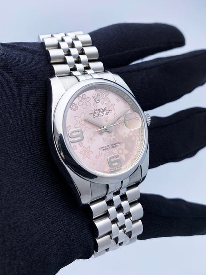 Rolex Datejust 116200 Pink Floral Dial Ladies Watch Box Papers - Virtual
