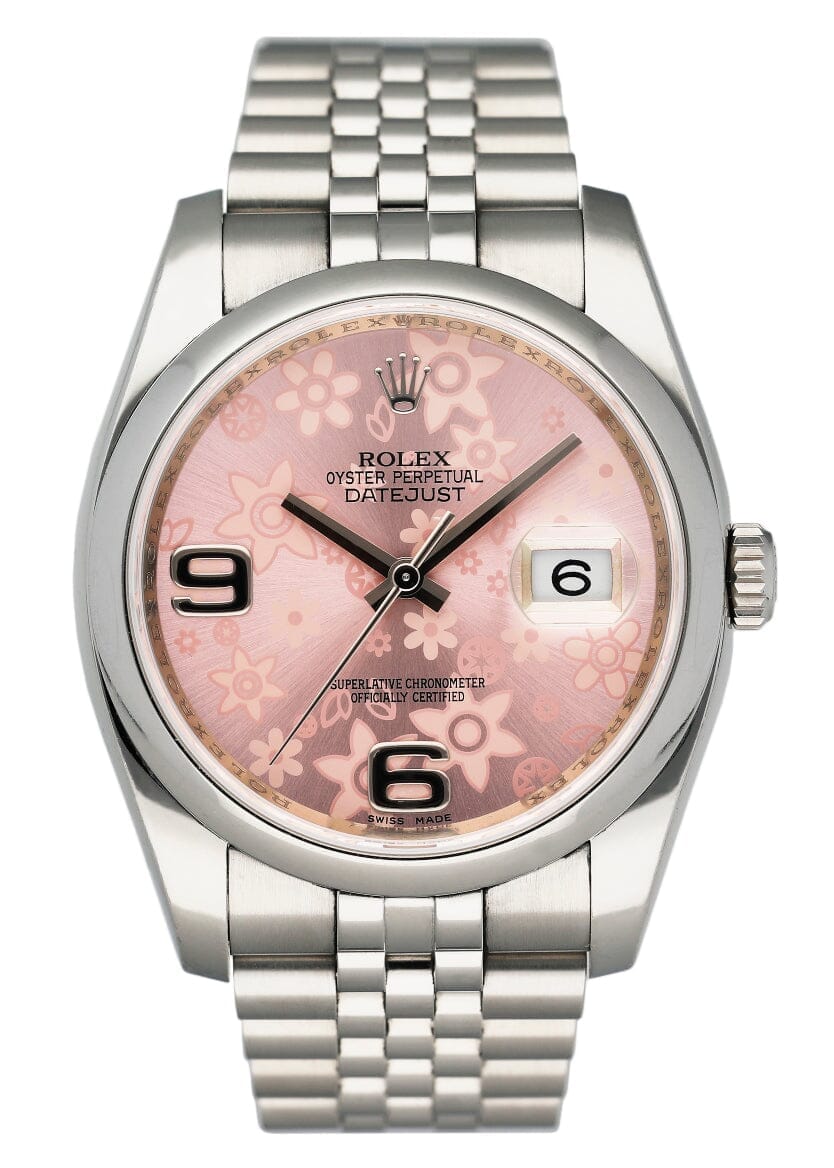 Rolex Datejust 116200 Pink Floral Dial Ladies Watch Box Papers - Virtual