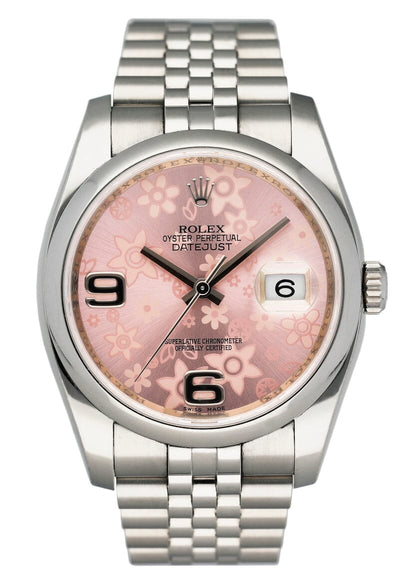 Rolex Datejust 116200 Pink Floral Dial Ladies Watch Box Papers - Virtual