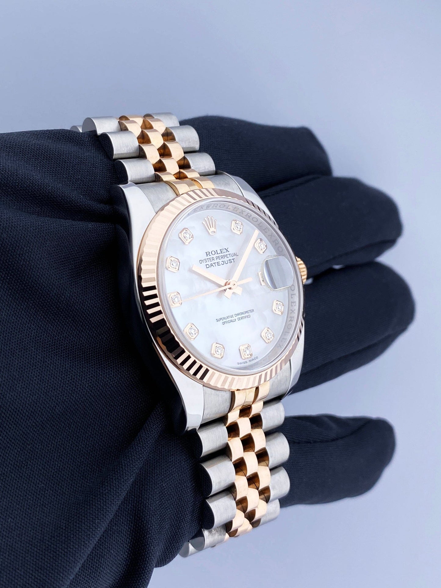 Rolex Datejust 116231 MOP Diamond Dial 18K Rose Gold Steel Watch - Virtual
