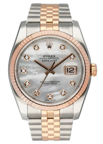 Rolex Datejust 116231 MOP Diamond Dial 18K Rose Gold Steel Watch - Virtual