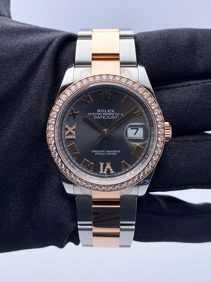 Rolex Datejust 126281RBR Diamond Two-Tone 18K Rose Gold Watch Box Papers - Watches