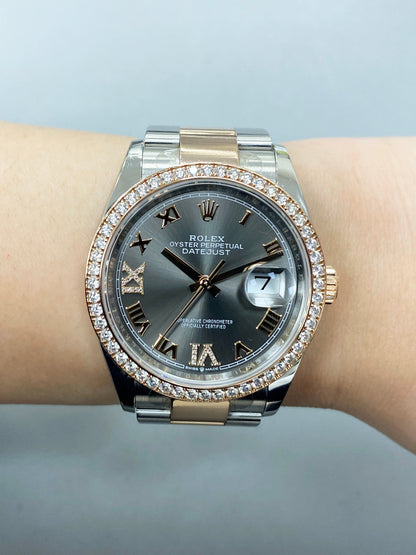 Rolex Datejust 126281RBR Diamond Two-Tone 18K Rose Gold Watch Box Papers - Watches