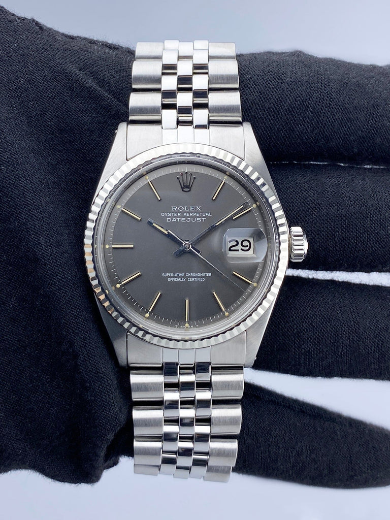 Rolex Grey Rolex Datejust 1601 Gray Dial Stainless Steel Mens Watch