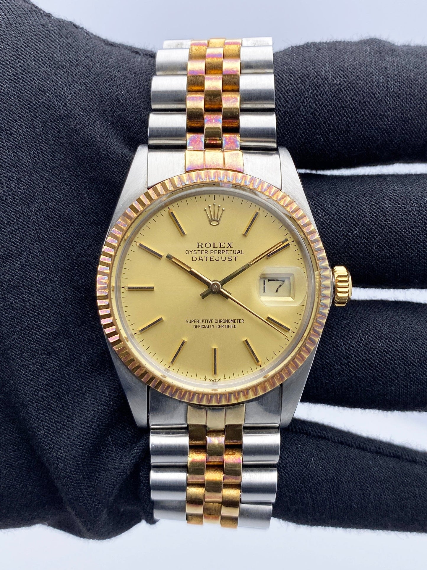 Rolex Datejust 16013 Champagne Dial Mens Watch Box Papers