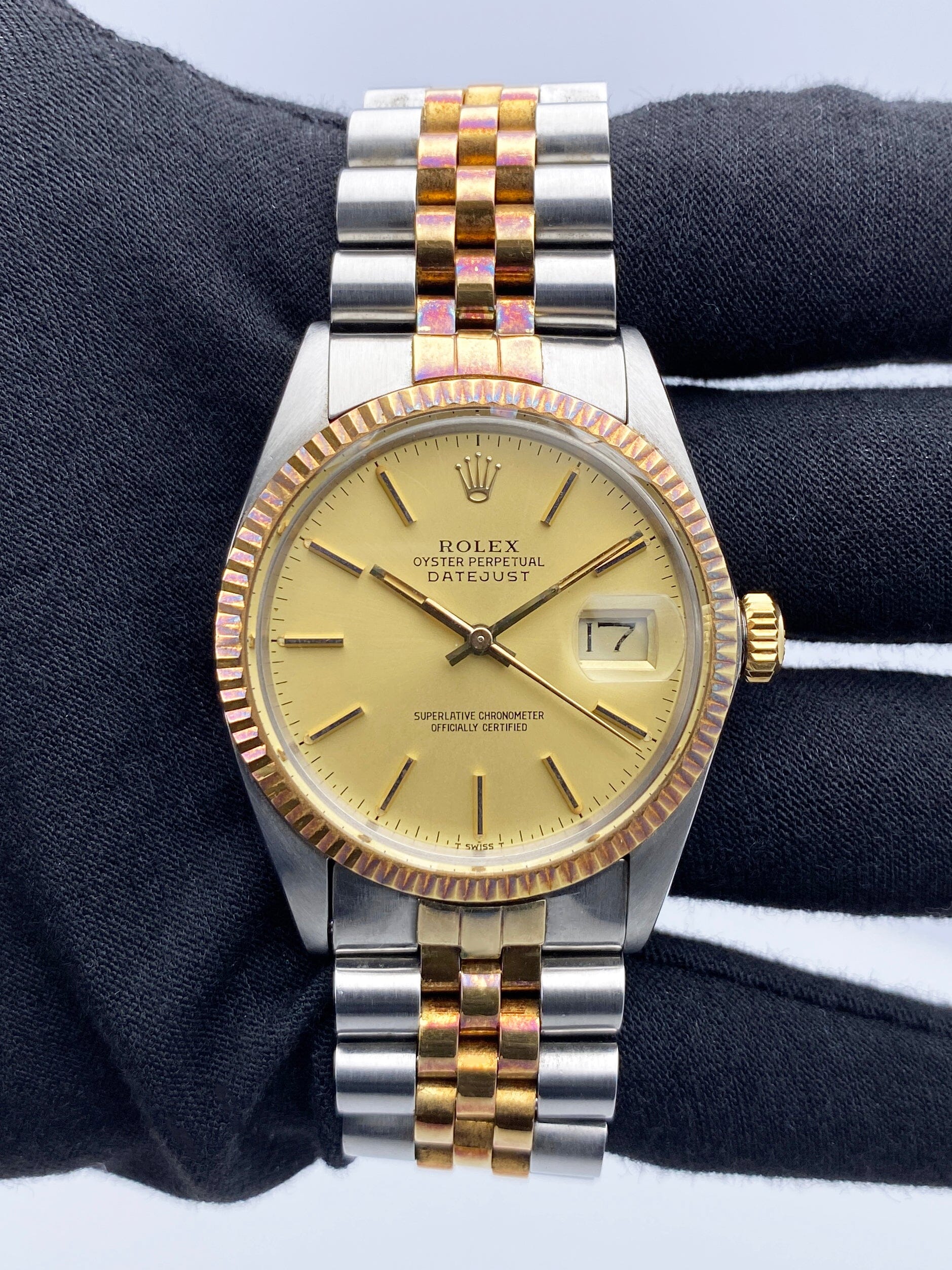 Rolex Datejust 16013 Champagne Dial Mens Watch Box Papers