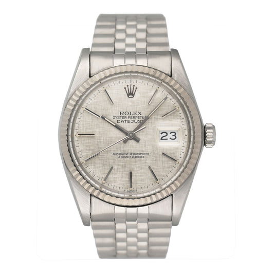 Rolex Datejust 16014 Silver Linen Dial Steel Mens Watch