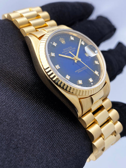 Rolex Datejust 16018 Blue Vignette Diamond Dial Mens Watch