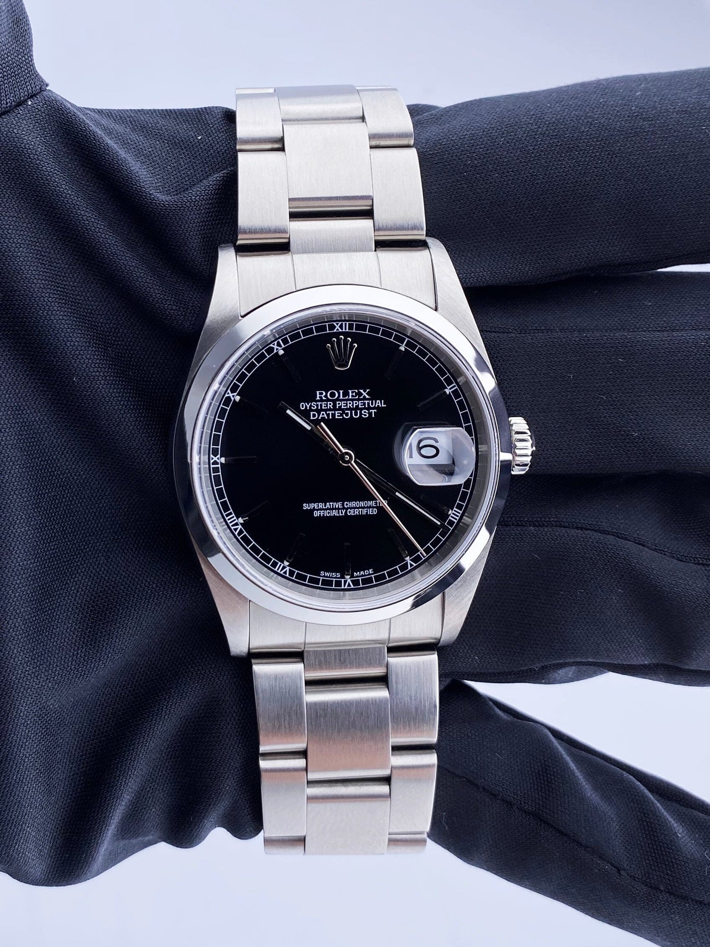 Rolex Datejust 16200 Black Dial Mens Watch - Wristwatch