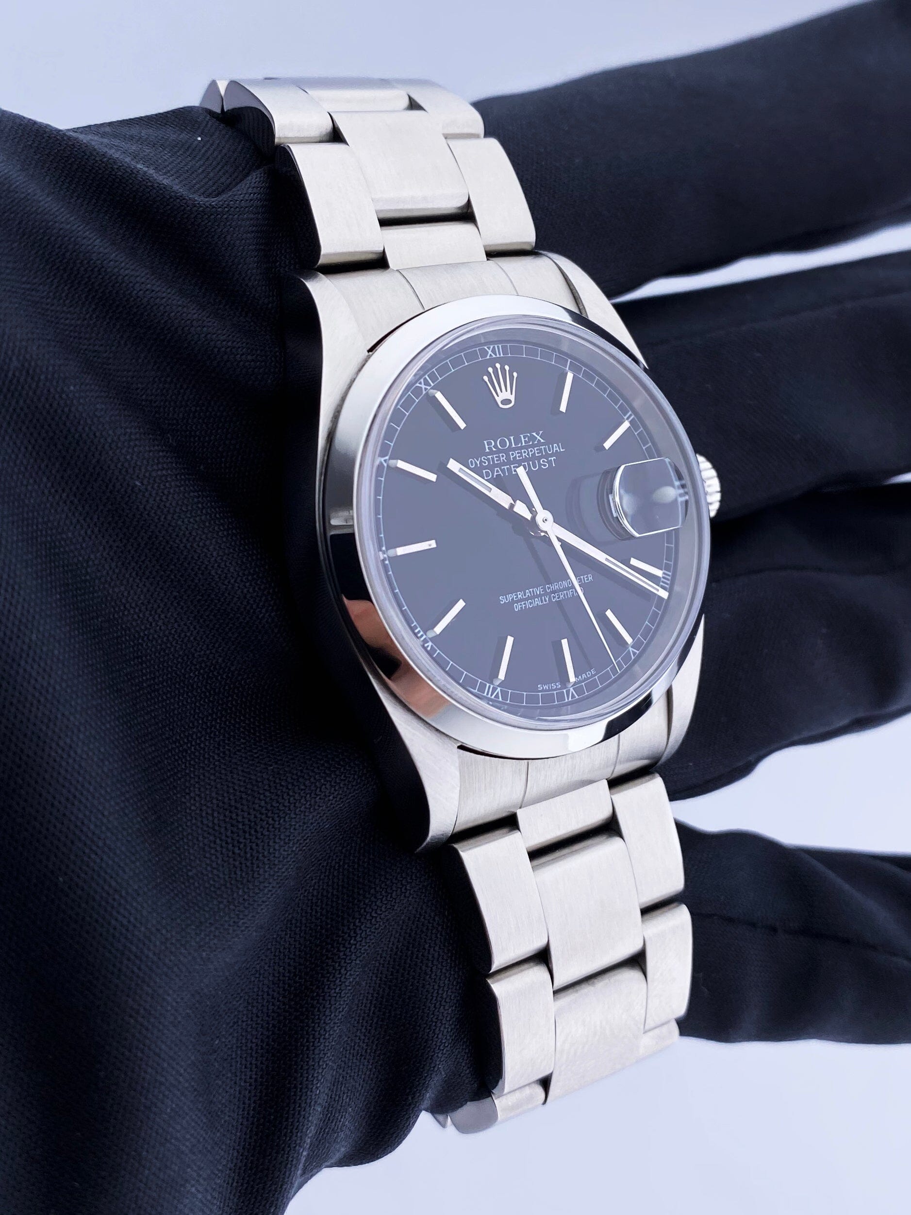 Rolex Datejust 16200 Black Dial Mens Watch - Wristwatch