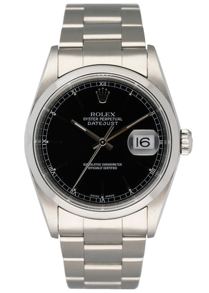 Rolex Datejust 16200 Black Dial Mens Watch - Wristwatch