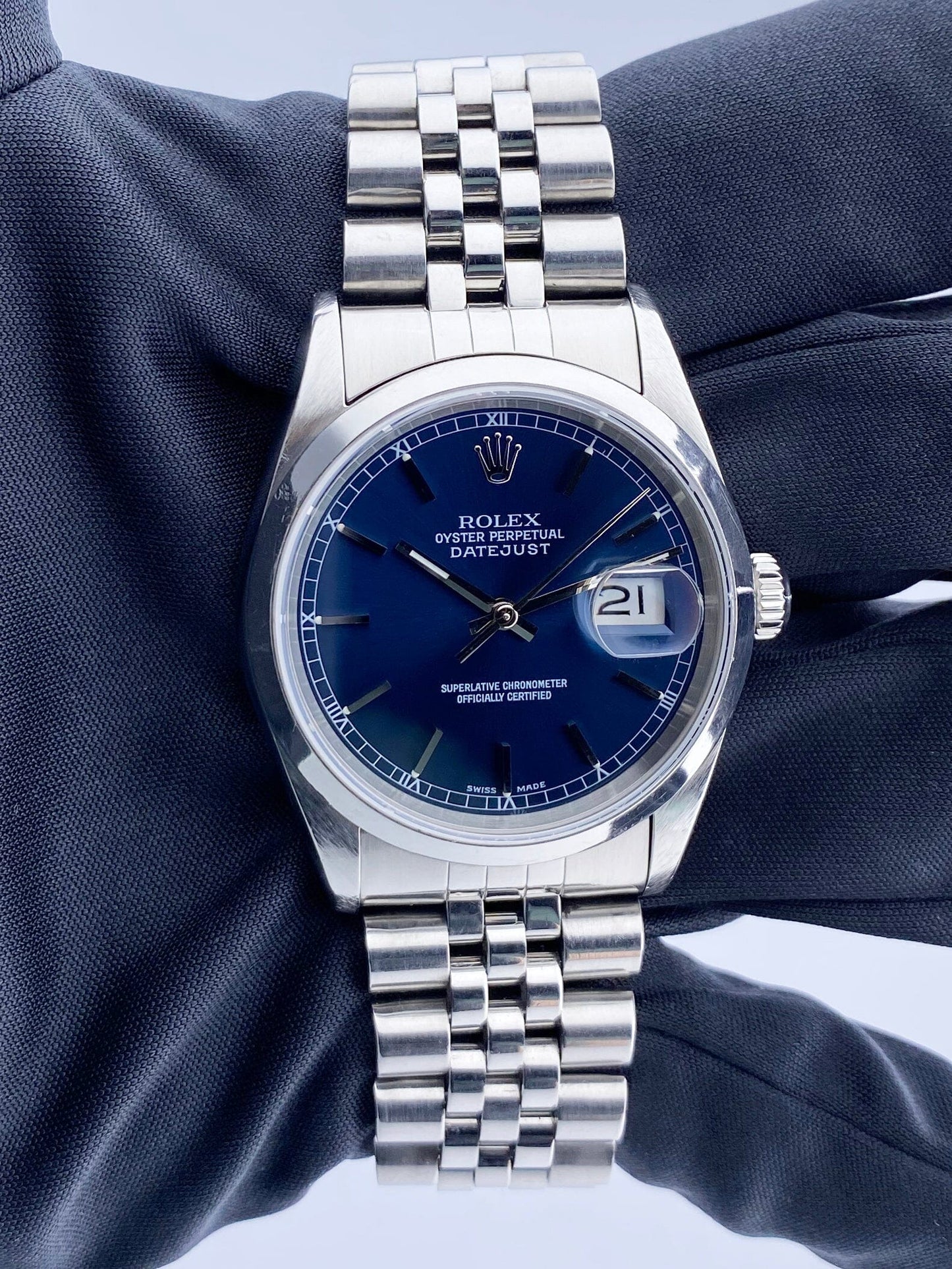 Rolex Datejust 16200 Blue Dial Mens Watch - Wristwatch