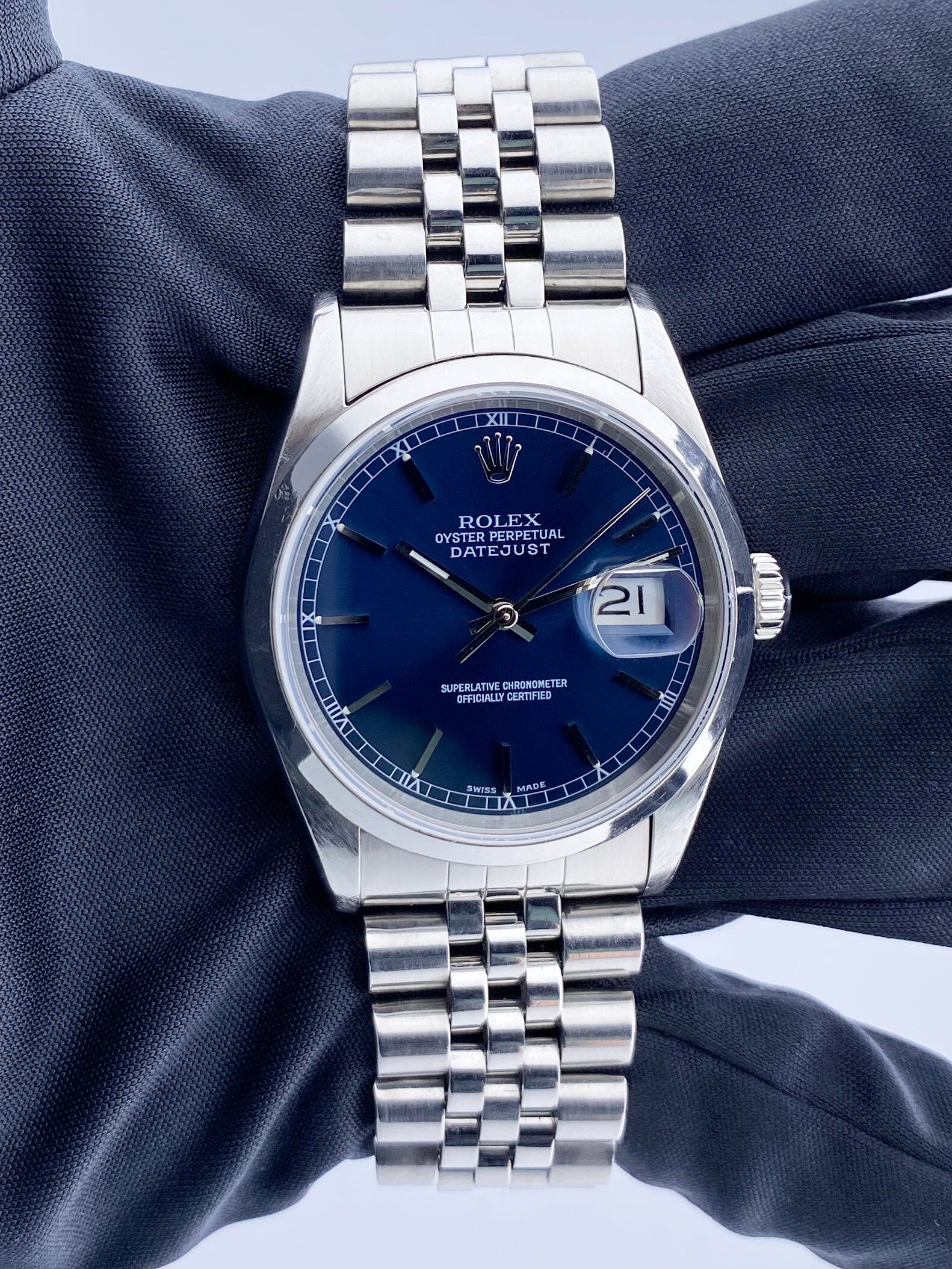 Rolex Datejust 16200 Blue Dial Mens Watch - Wristwatch
