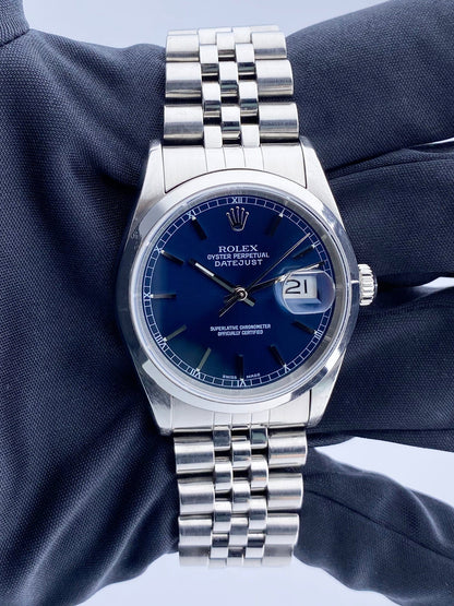 Rolex Datejust 16200 Blue Dial Mens Watch - Wristwatch