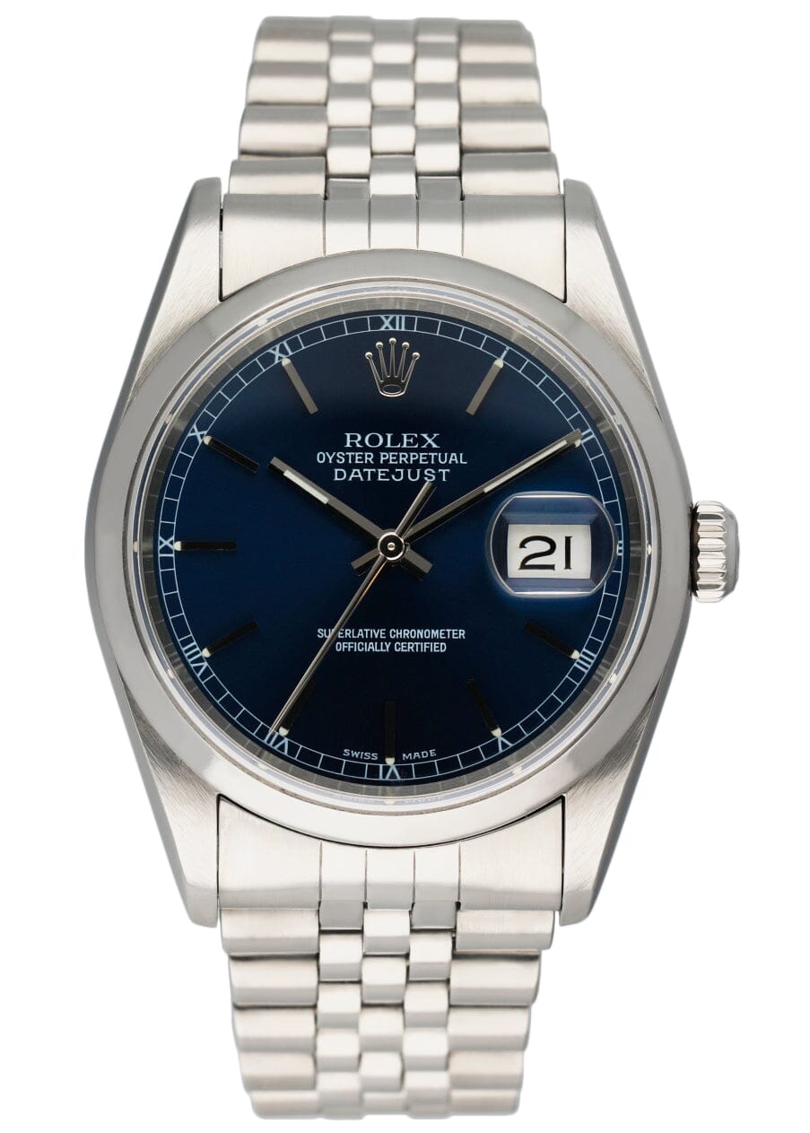 Rolex Datejust 16200 Blue Dial Mens Watch - Wristwatch