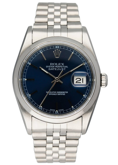 Rolex Datejust 16200 Blue Dial Mens Watch - Wristwatch