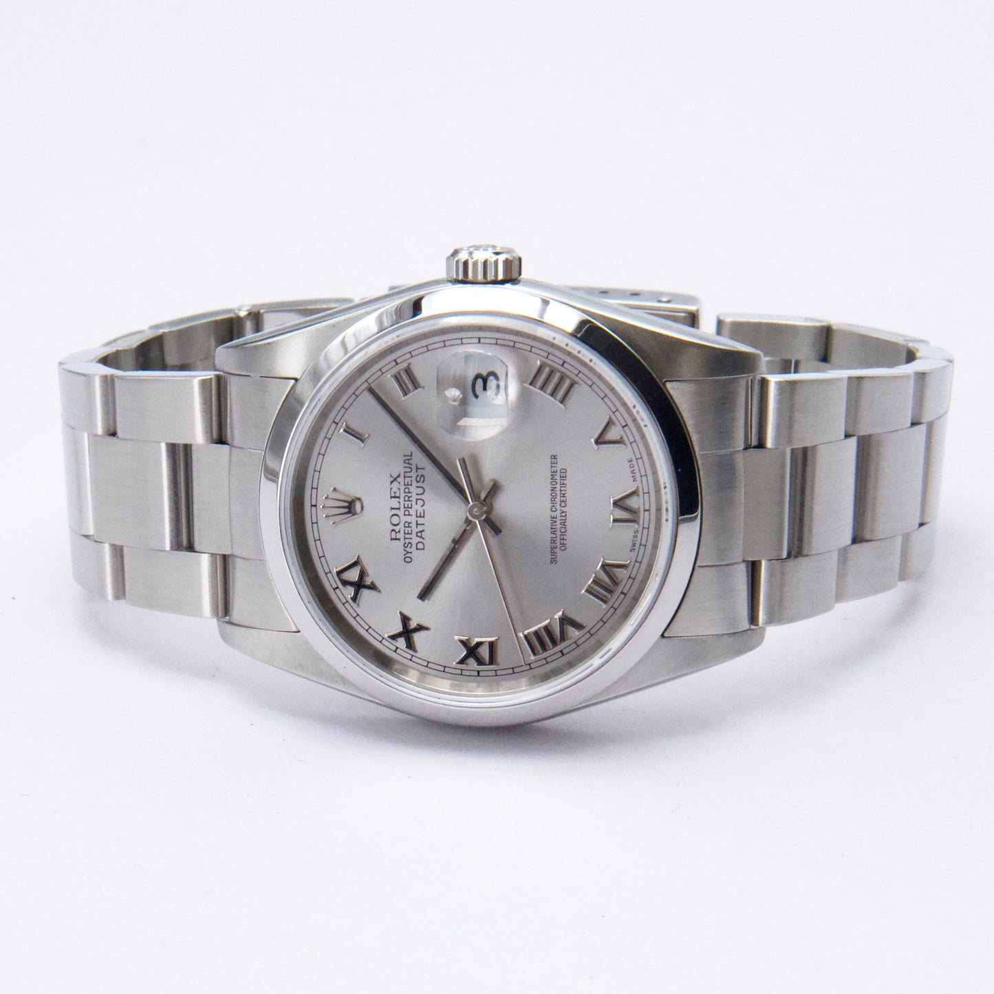 Rolex Datejust 16200 Roman Silver Dial Mens Watch Box Papers - Watches