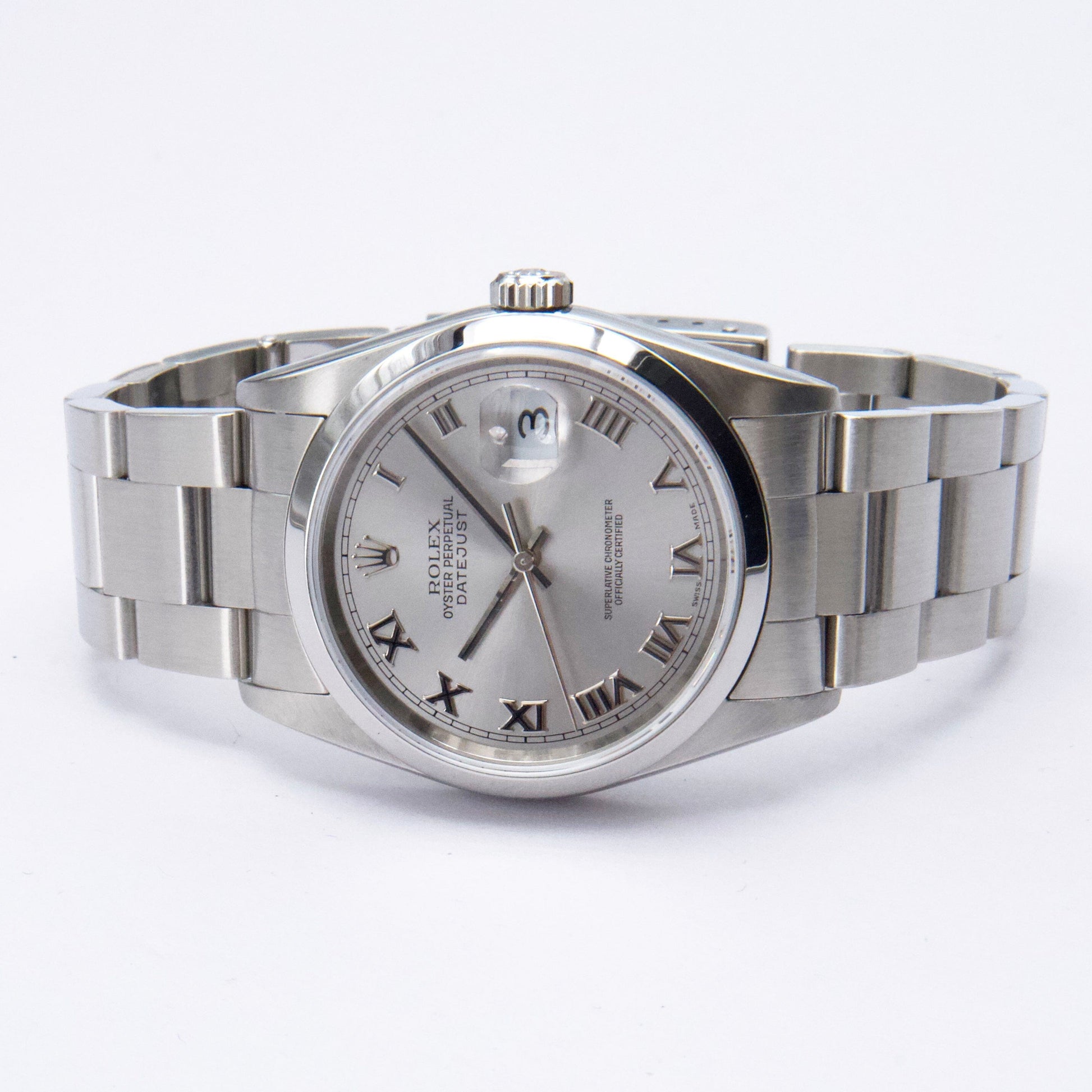 Rolex Datejust 16200 Roman Silver Dial Mens Watch Box Papers - Watches