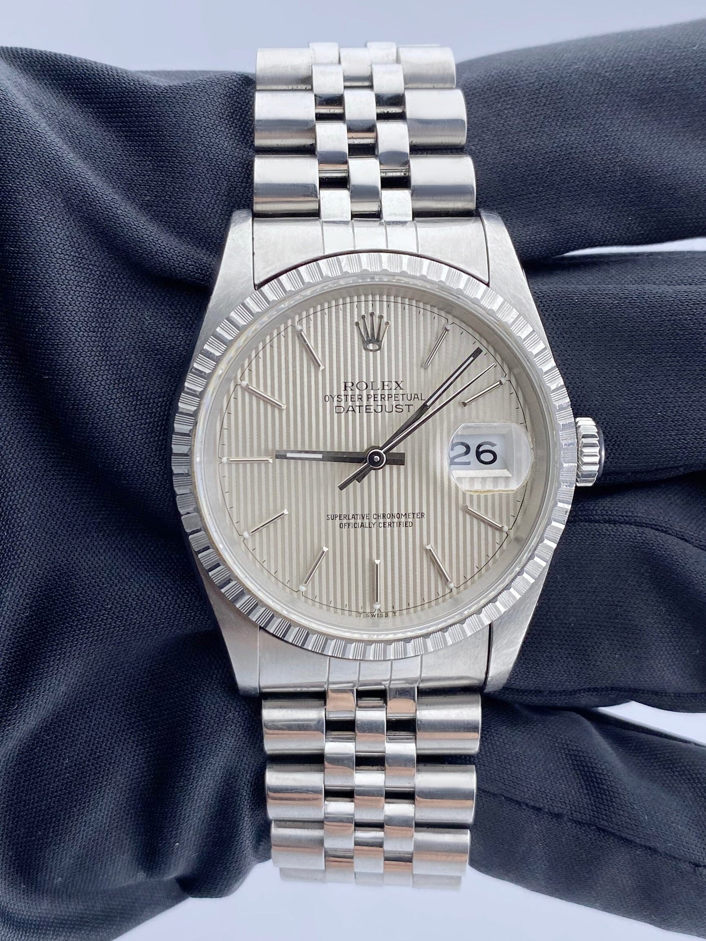 Rolex Datejust 16220 Tapestry Dial Men’s Watch Box & Papers - Virtual