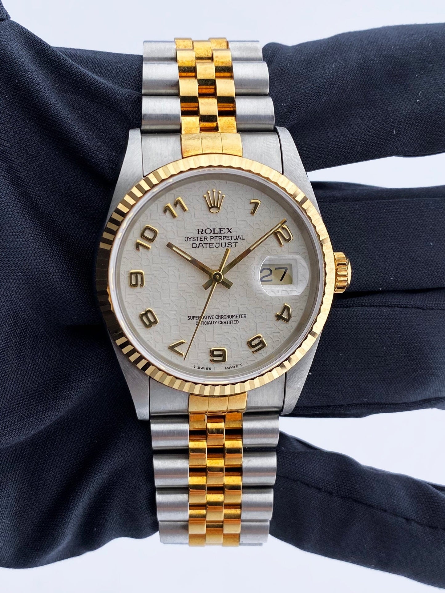 Rolex Datejust 16233 Anniversary Dial Mens Watch Box Papers - Wristwatch