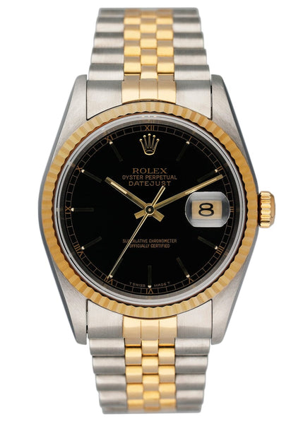 Rolex Datejust 16233 Black Dial Two Tone Mens Watch – Phigora