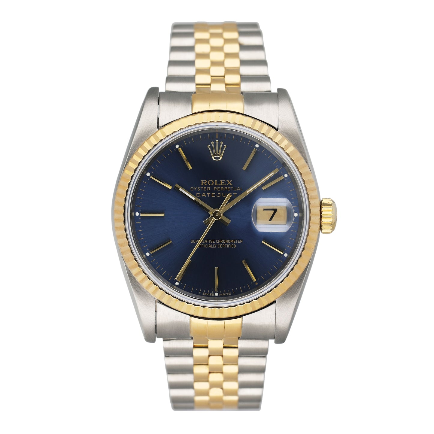 Rolex Datejust 16233 Blue Dial Mens Watch Box Papers
