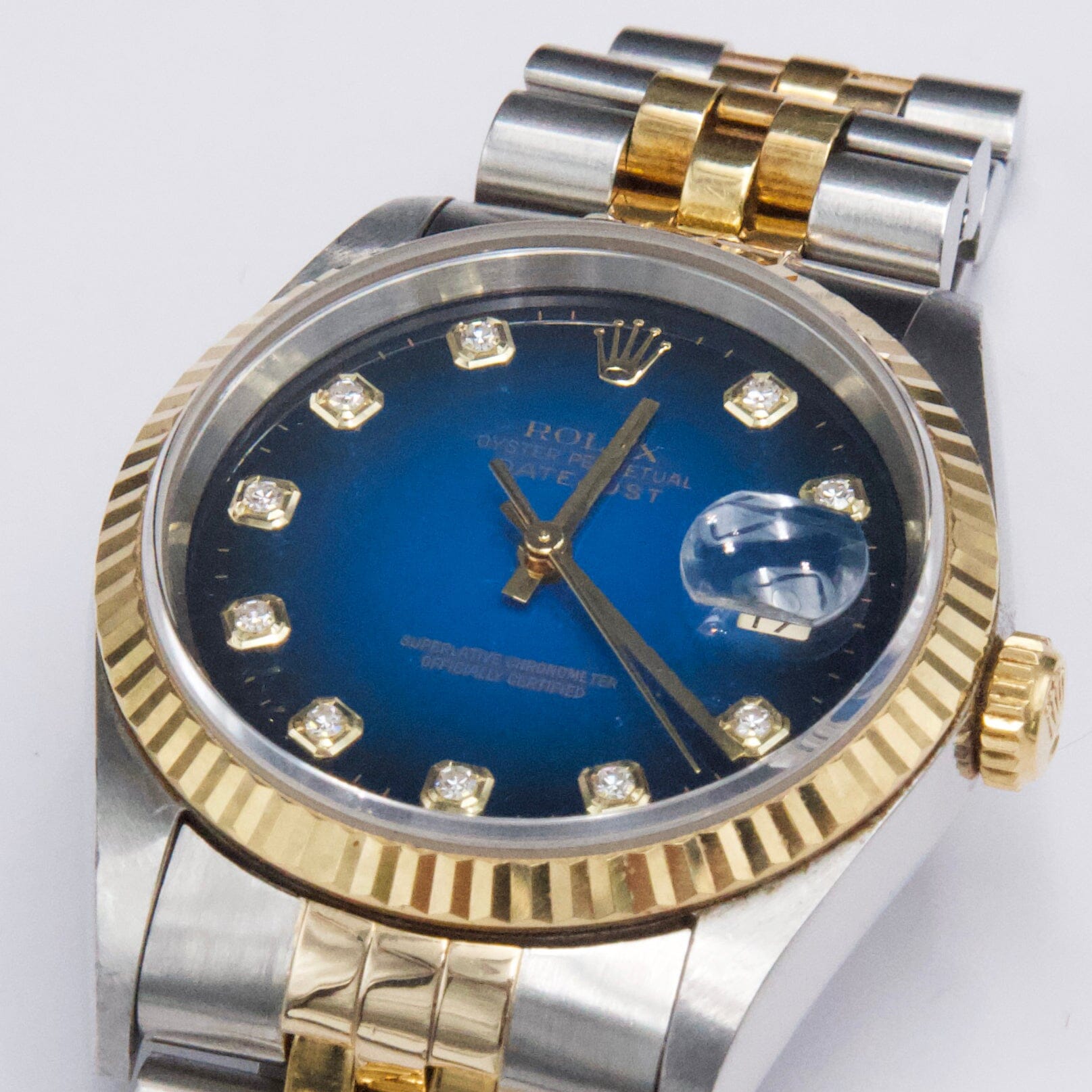 Rolex Datejust 16233 Blue Vignette Diamond Dial Mens Watch – Phigora