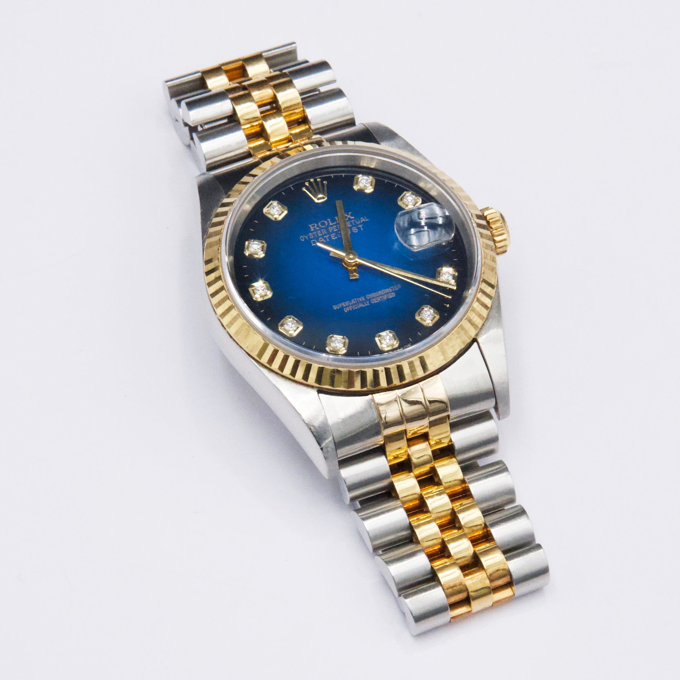 Rolex Datejust 16233 Blue Vignette Diamond Dial Mens Watch – Phigora