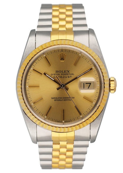 Rolex Datejust 16233 Champagne Dial Mens Watch - Wristwatch
