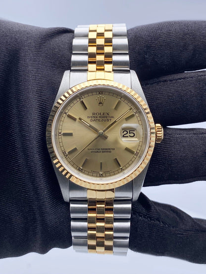 Rolex Datejust 16233 Champagne Dial Mens Watch - Virtual